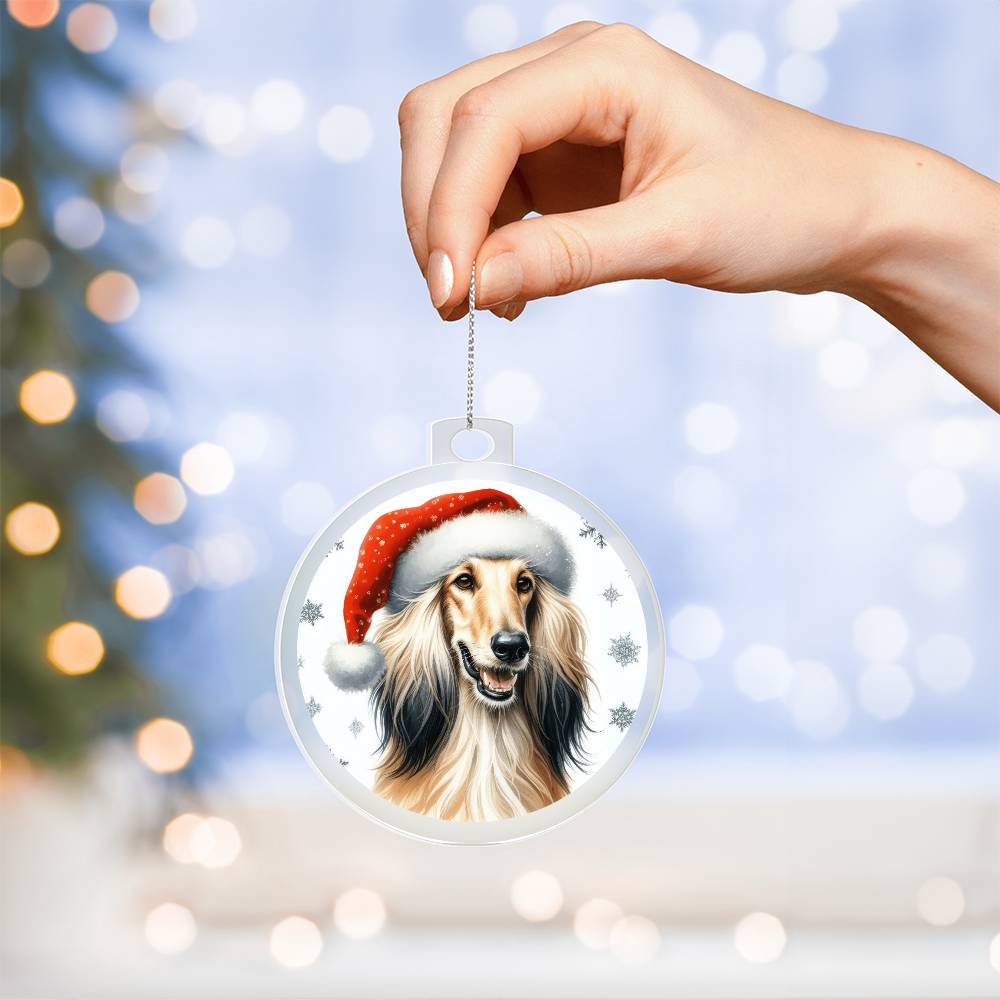 Christmas Dog - Afghan Hound - Acrylic Ornament