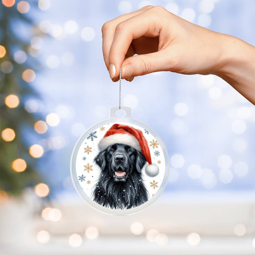 Christmas Dog - Flat-Coated Retriever - Acrylic Ornament