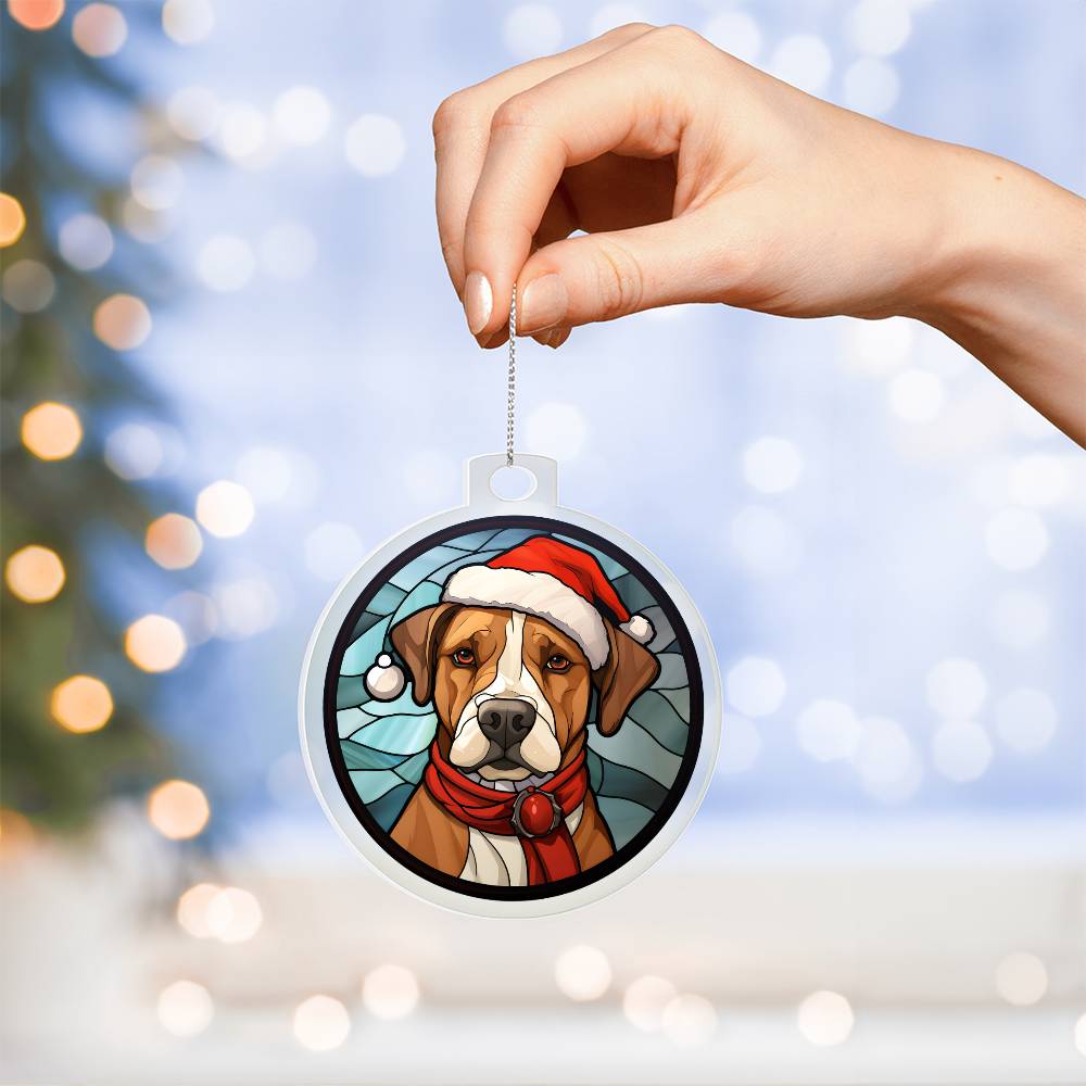 Dog Stained Glass Christmas Design 012 - Acrylic Ornament
