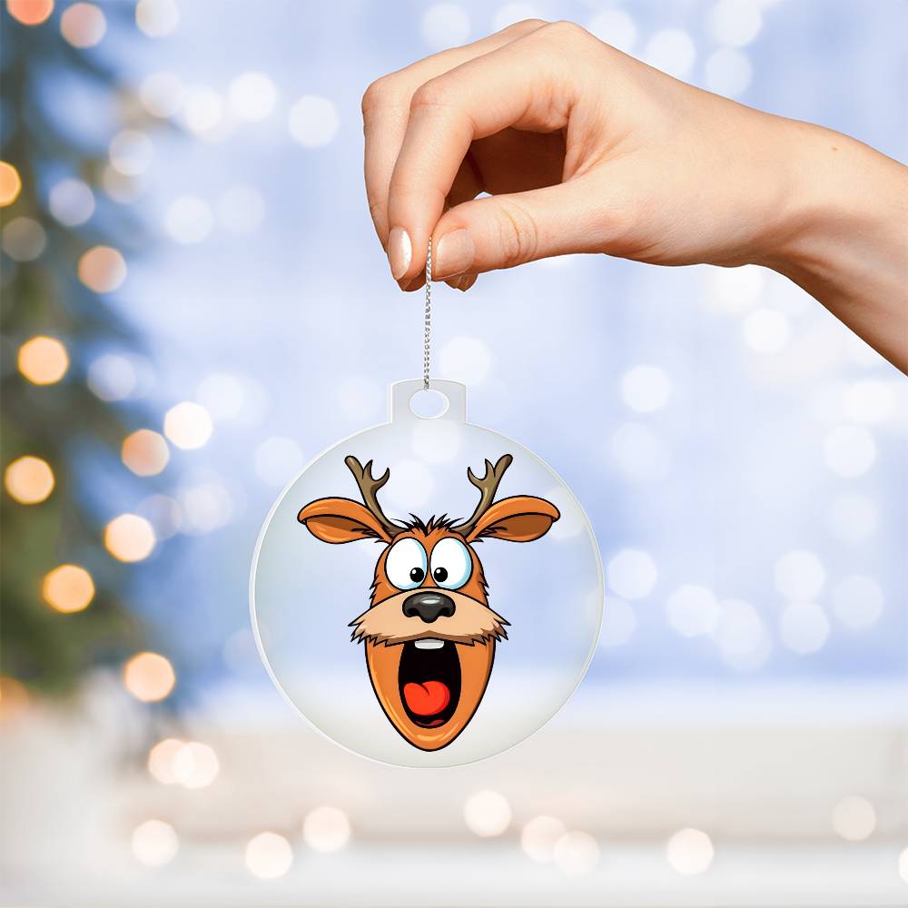 Funny Reindeer Face 09 - Acrylic Ornament