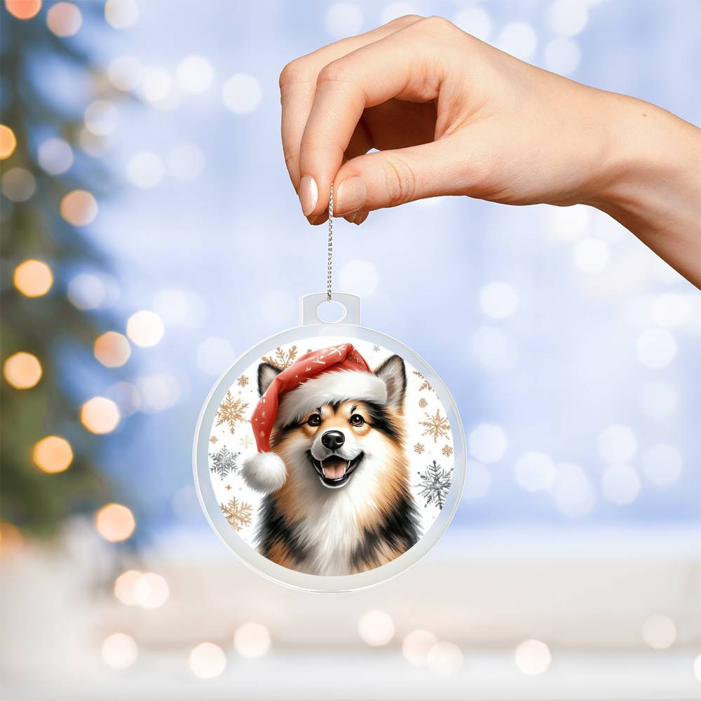 Christmas Dog - Norwegian Buhund - Acrylic Ornament