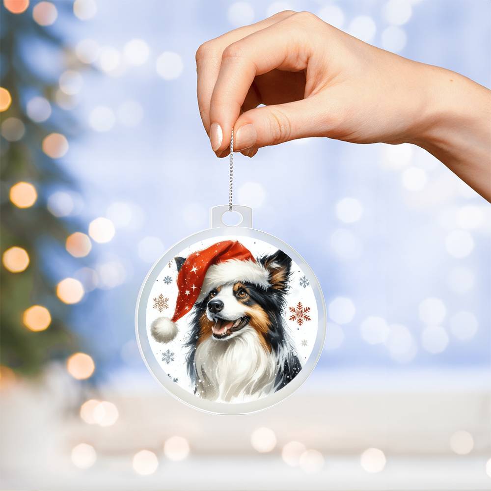Christmas Dog - Border Collie - Acrylic Ornament