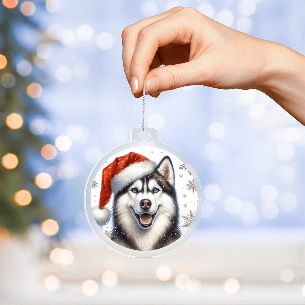 Christmas Dog - Siberian Husky Dog - Acrylic Ornament
