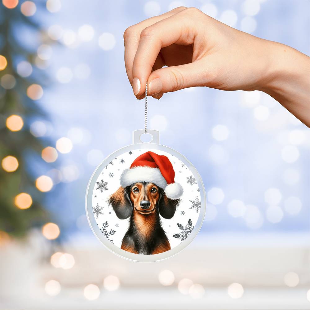 Christmas Dog - Dachshund - Acrylic Ornament