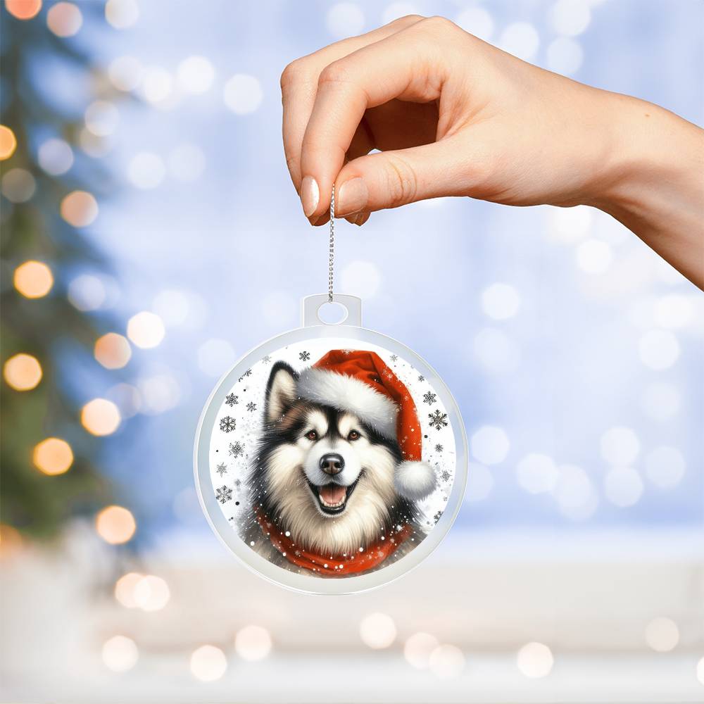 Christmas Dog - Alaskan Malamute - Acrylic Ornament