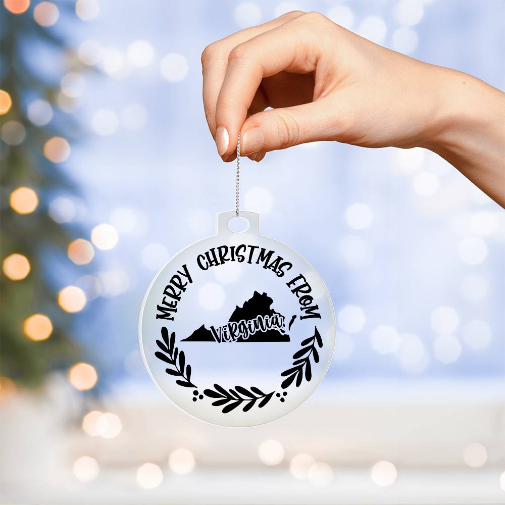 Merry Christmas From Virginia - Acrylic Ornament