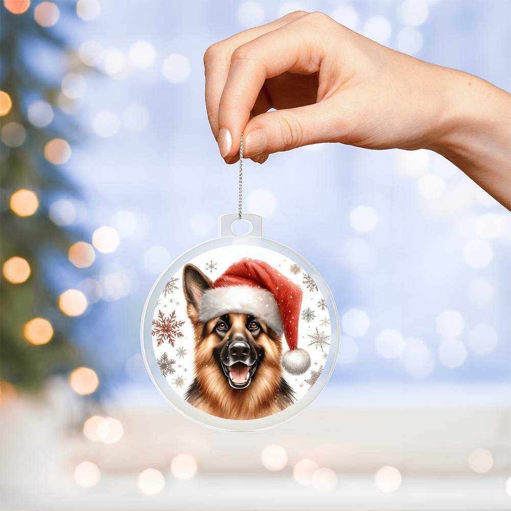 Christmas Dog - German Shepherd - Acrylic Ornament