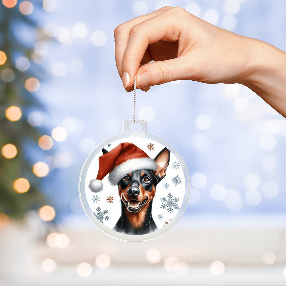 Christmas Dog - German Pinscher - Acrylic Ornament