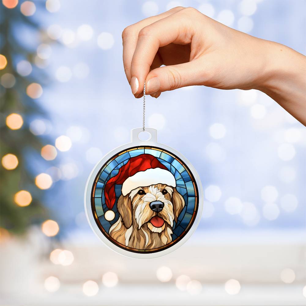 Dog Stained Glass Christmas Design 028 - Acrylic Ornament