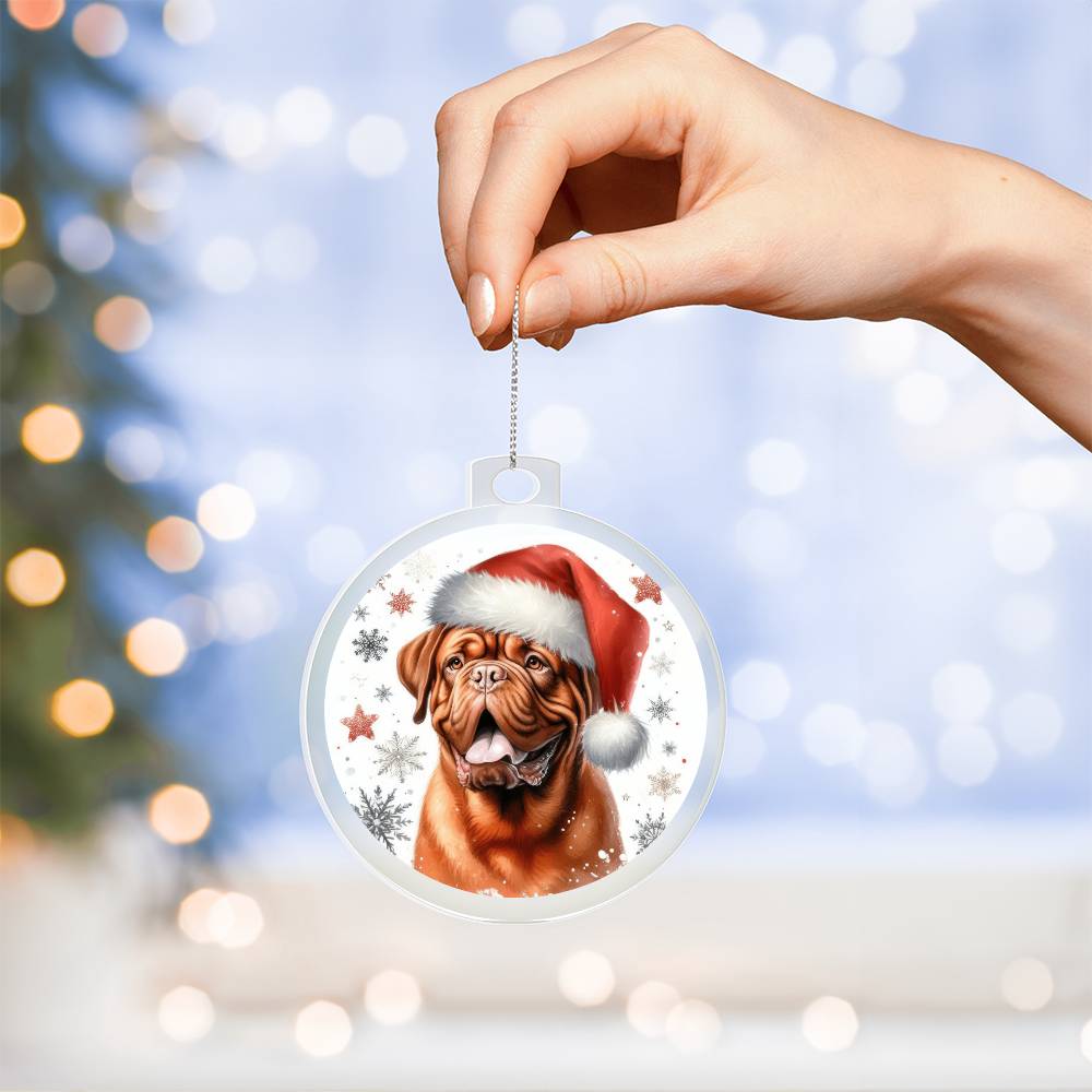 Christmas Dog - Dogue de Bordeaux - Acrylic Ornament