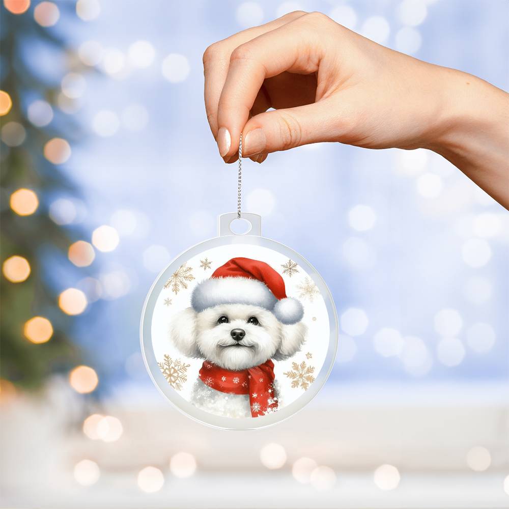 Christmas Dog - Bichon Frise - Acrylic Ornament