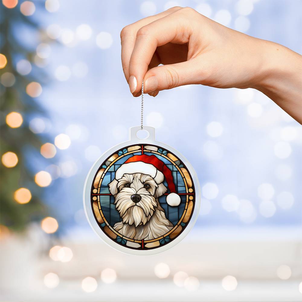 Dog Stained Glass Christmas Design 033 - Acrylic Ornament