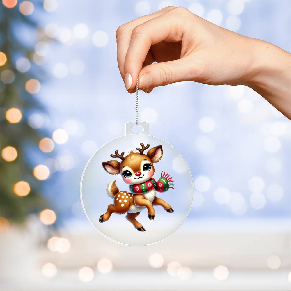Cute Christmas Reindeer 001 - Acrylic Ornament