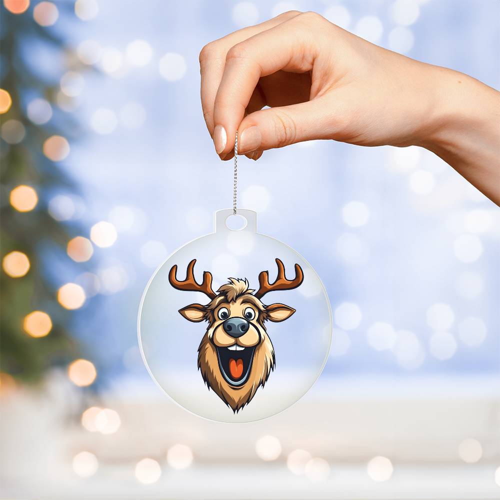 Funny Reindeer Face 01 - Acrylic Ornament