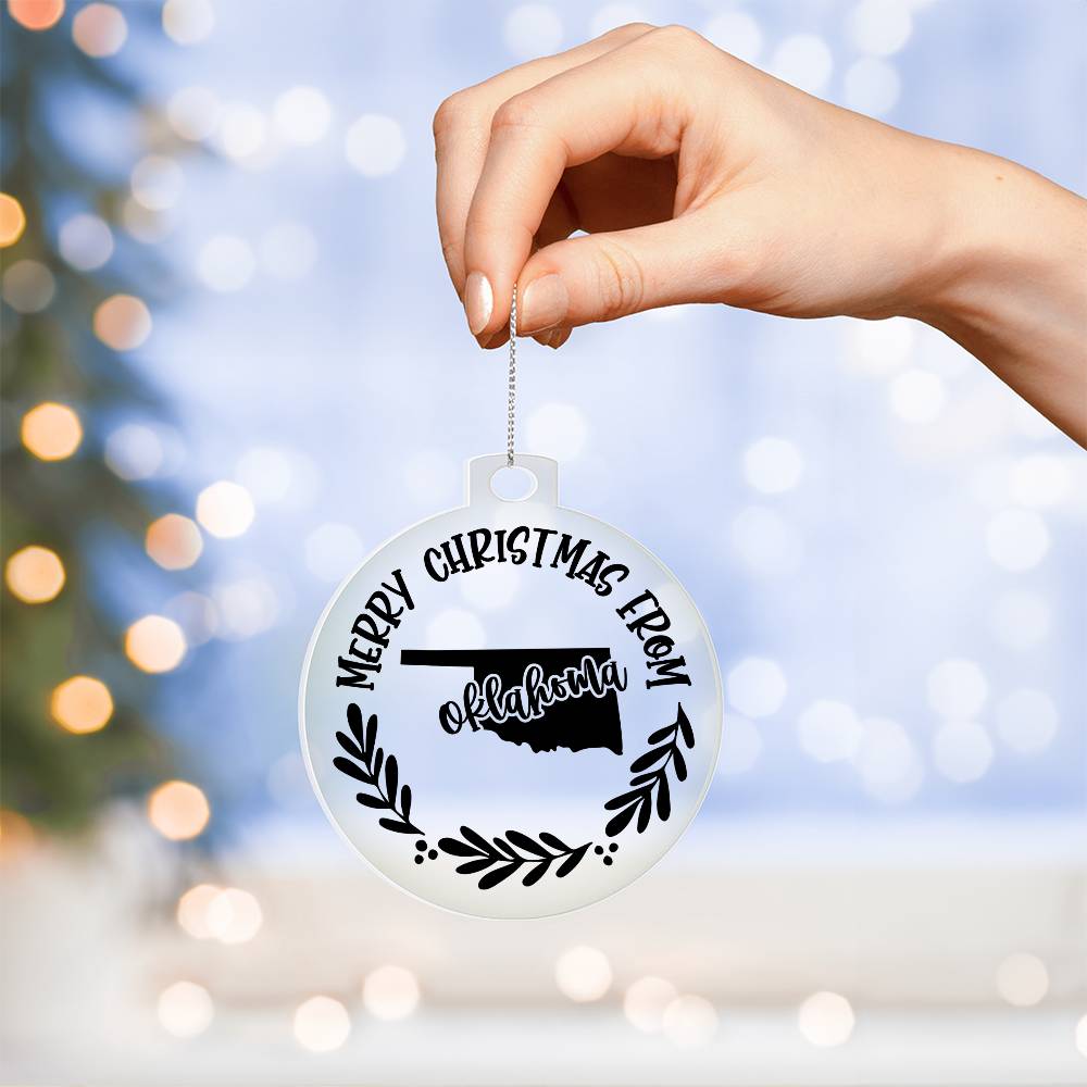 Merry Christmas From Oklahoma - Acrylic Ornament