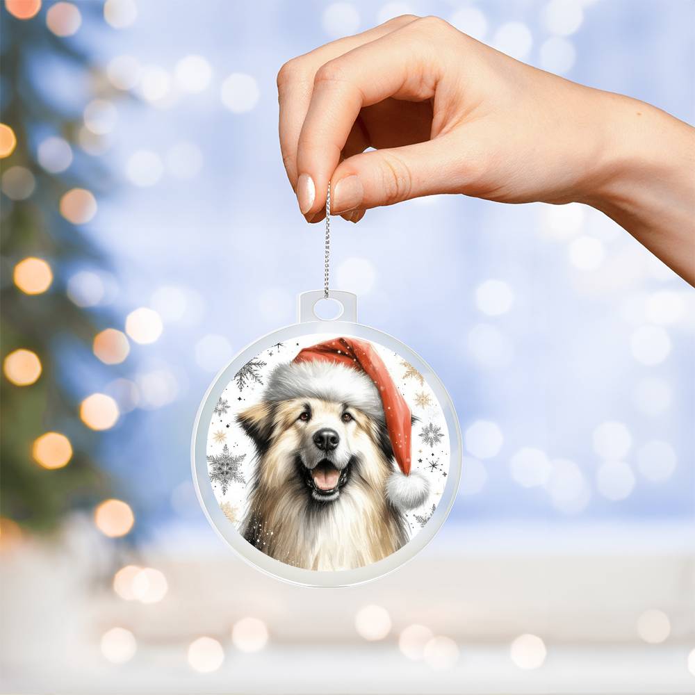 Christmas Dog - Pyrenean Shepherd - Acrylic Ornament