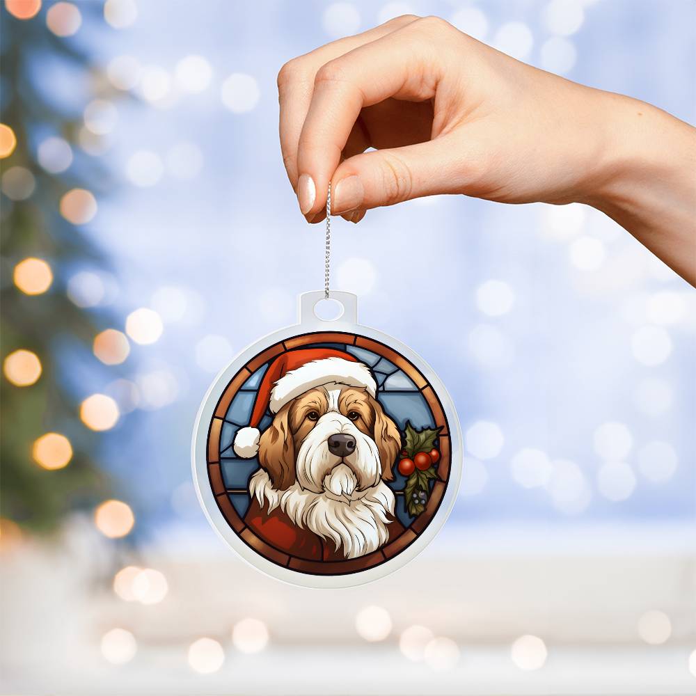 Dog Stained Glass Christmas Design 034 - Acrylic Ornament