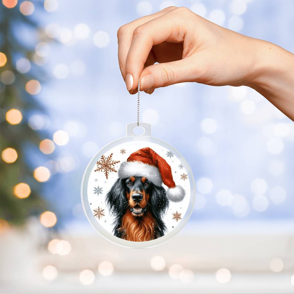 Christmas Dog - Gordon Setter - Acrylic Ornament