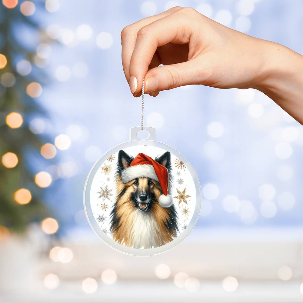 Christmas Dog - Belgian Sheepdog - Acrylic Ornament