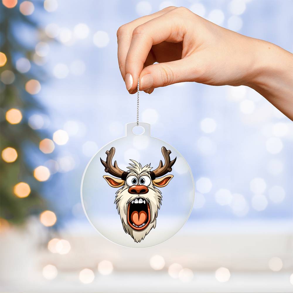 Funny Reindeer Face 17 - Acrylic Ornament