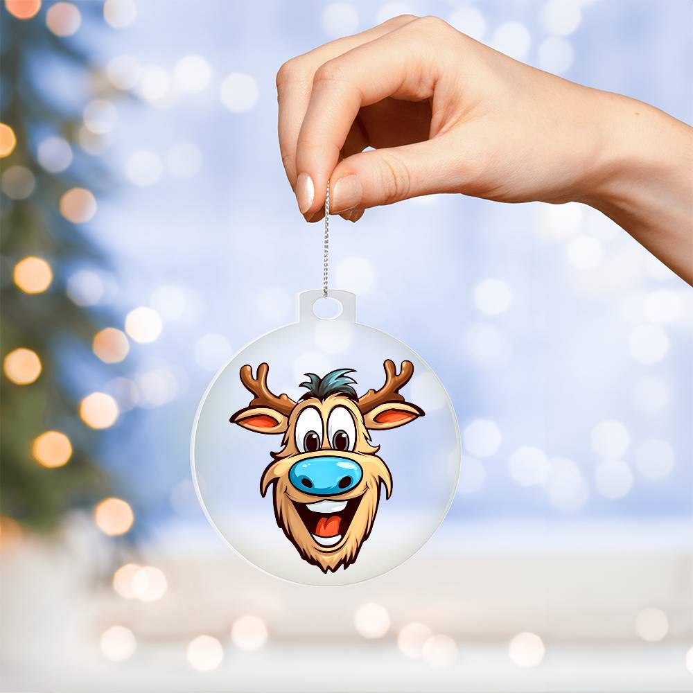 Funny Reindeer Face 14 - Acrylic Ornament