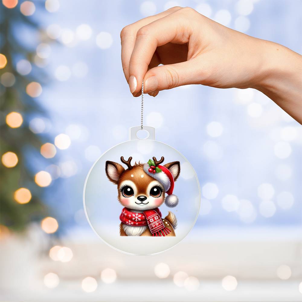 Cute Christmas Reindeer 010 - Acrylic Ornament