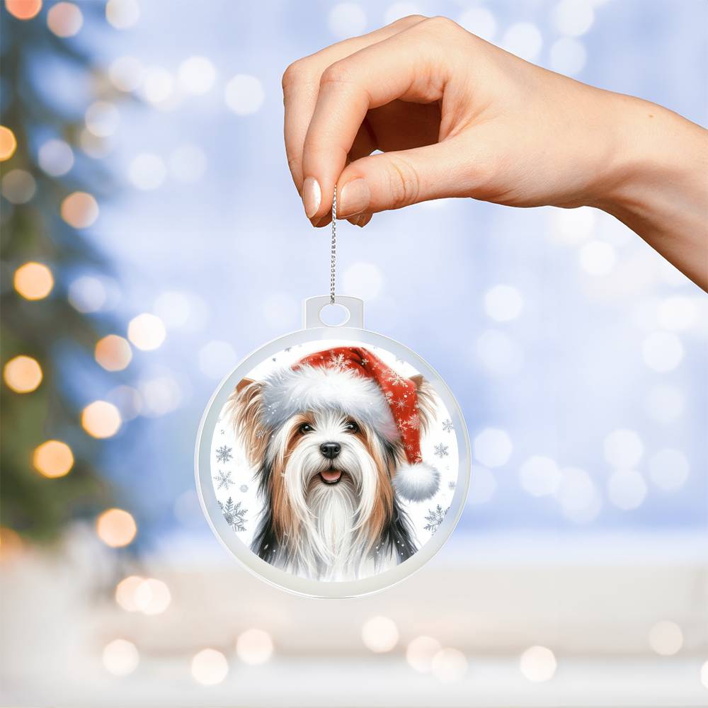 Christmas Dog - Biewer Terrier - Acrylic Ornament