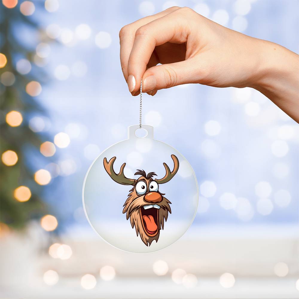 Funny Reindeer Face 10 - Acrylic Ornament