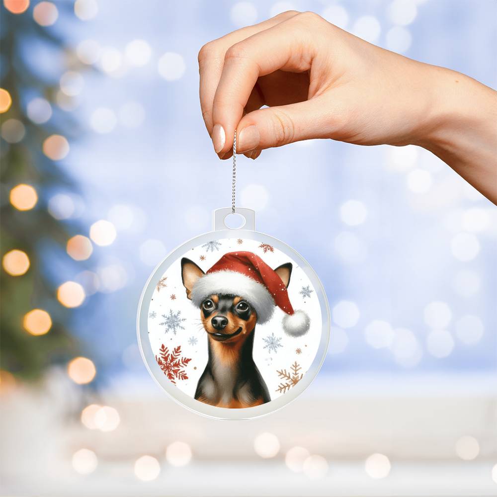 Christmas Dog - Miniature Pinscher - Acrylic Ornament