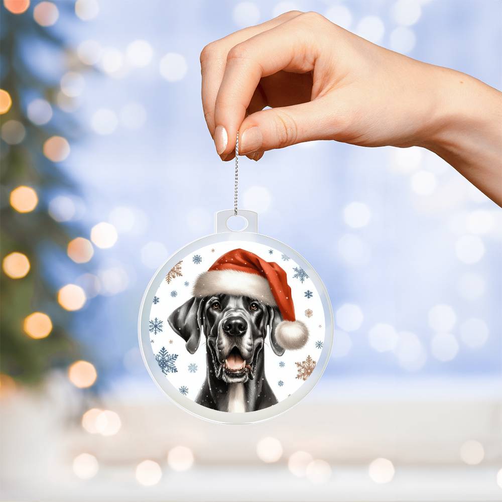 Christmas Dog - Great Dane - Acrylic Ornament