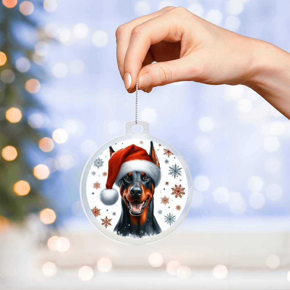 Christmas Dog - Doberman Pinscher - Acrylic Ornament