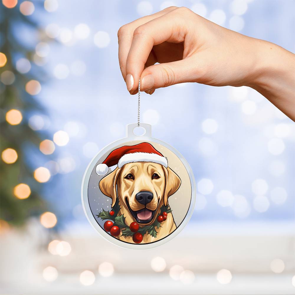 Dog Stained Glass Christmas Design 029 - Acrylic Ornament