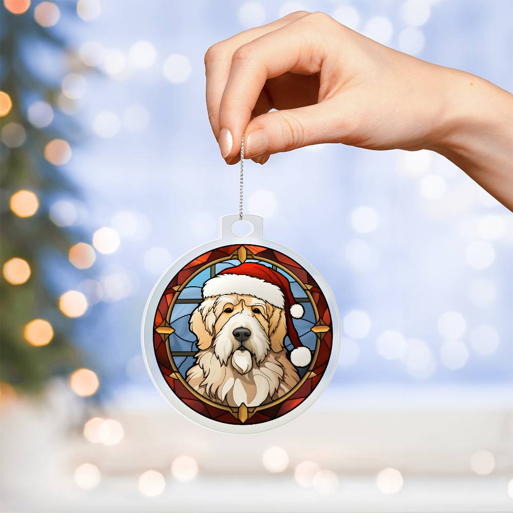 Dog Stained Glass Christmas Design 025 - Acrylic Ornament