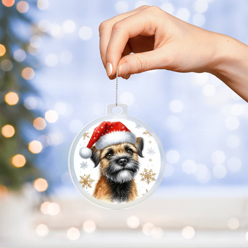 Christmas Dog - Border Terrier - Acrylic Ornament