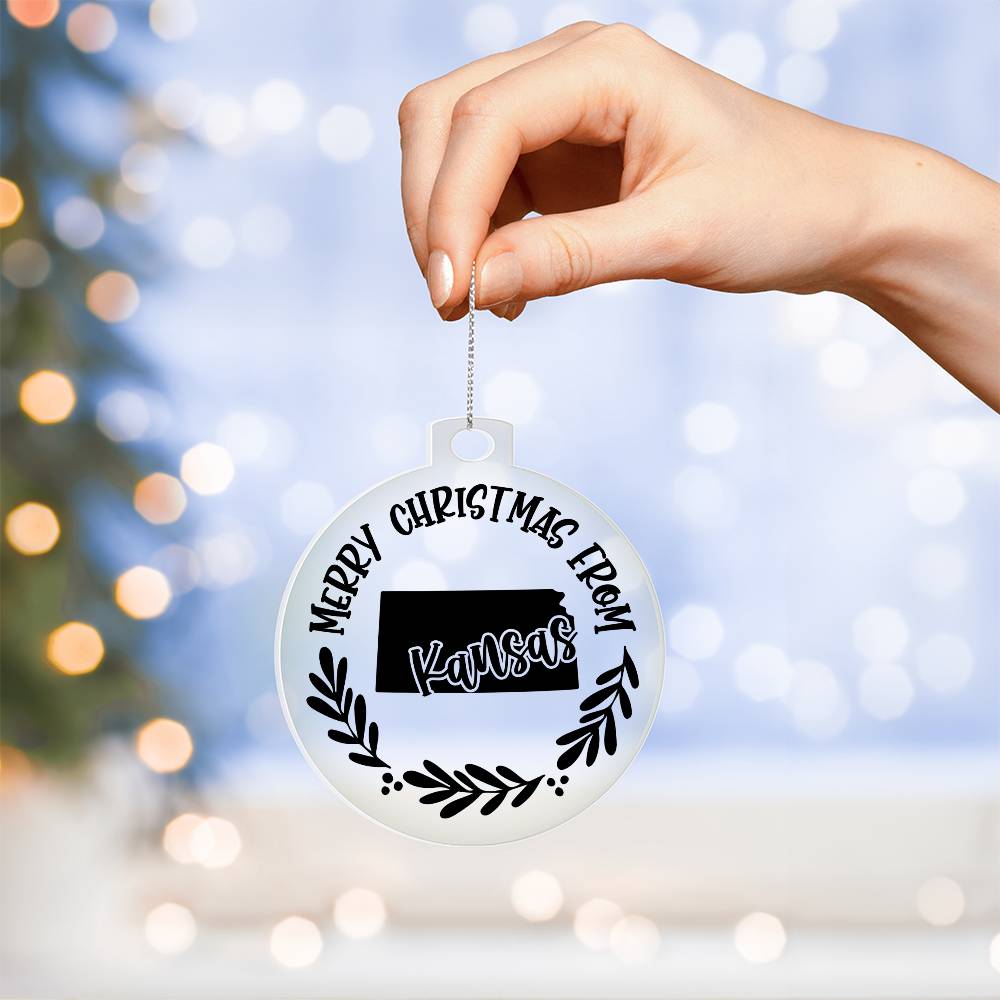 Merry Christmas From Kansas - Acrylic Ornament