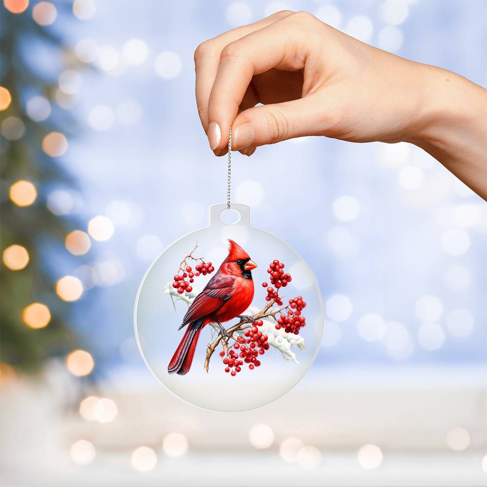 Christmas Cardinal 009 - Acrylic Ornament