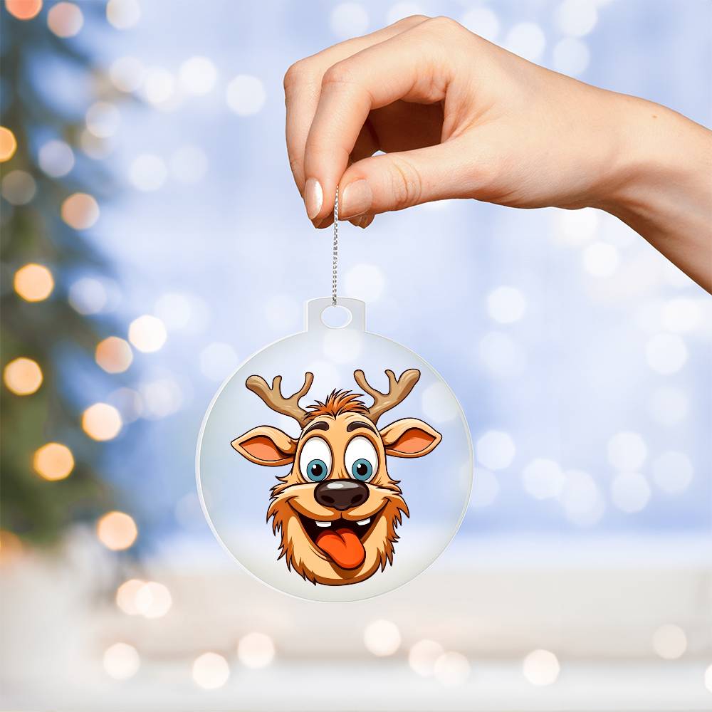 Funny Reindeer Face 07 - Acrylic Ornament