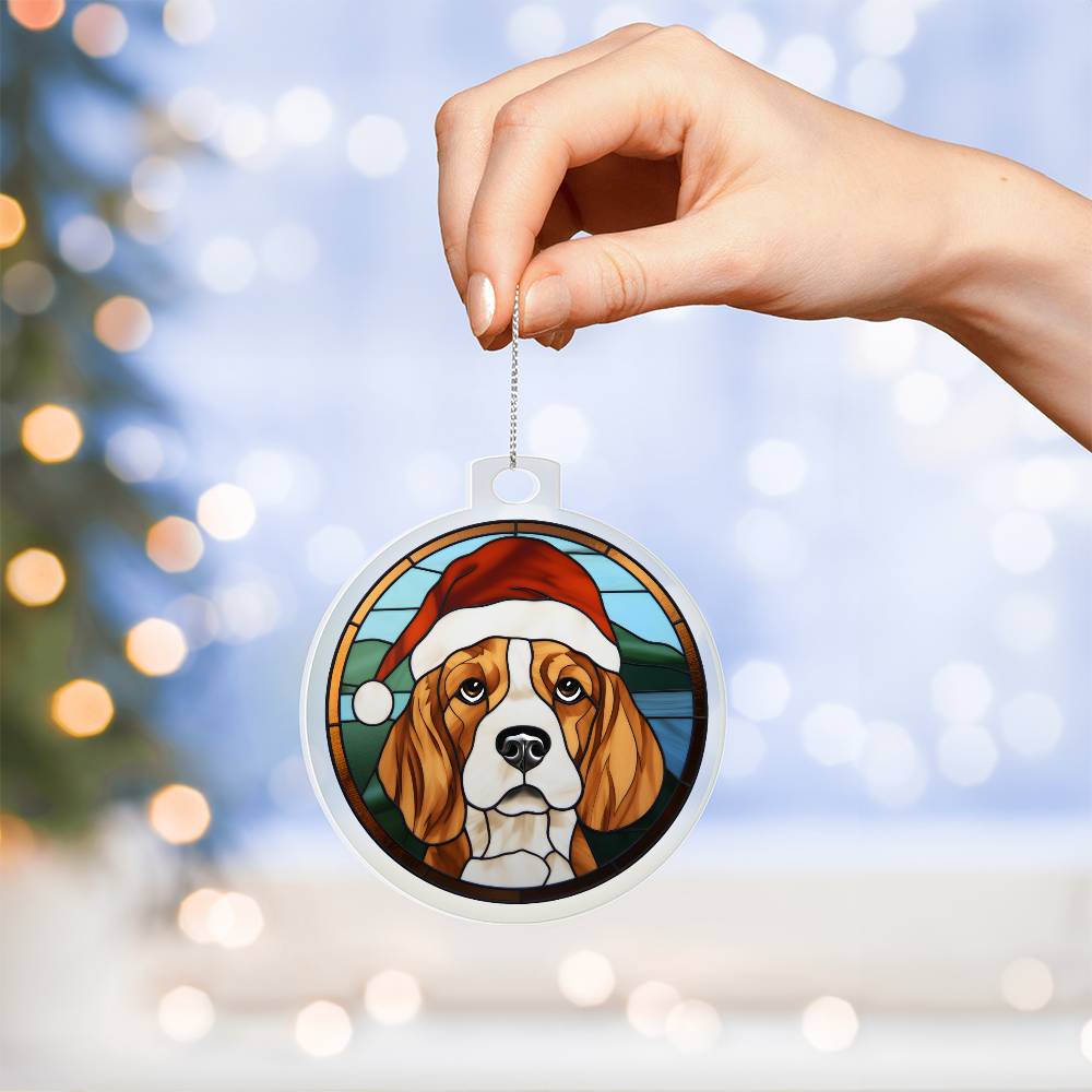 Dog Stained Glass Christmas Design 023 - Acrylic Ornament