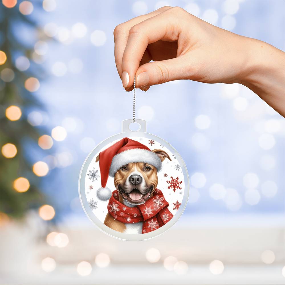 Christmas Dog - American Pit Bull Terrier - Acrylic Ornament