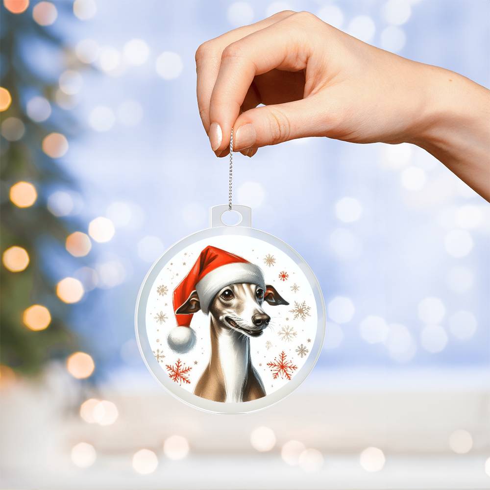 Christmas Dog - Italian Greyhound - Acrylic Ornament