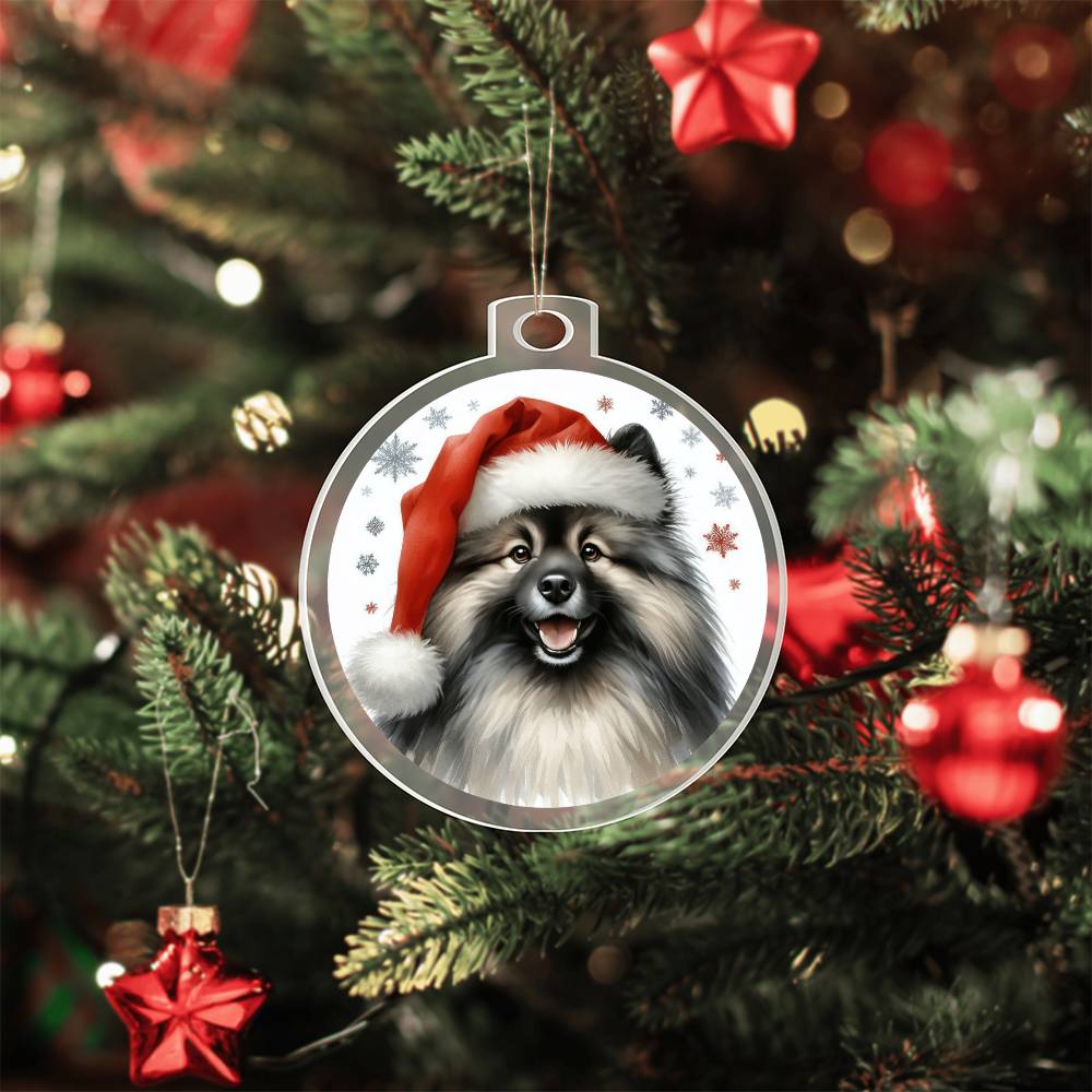 Christmas Dog - Keeshond - Acrylic Ornament