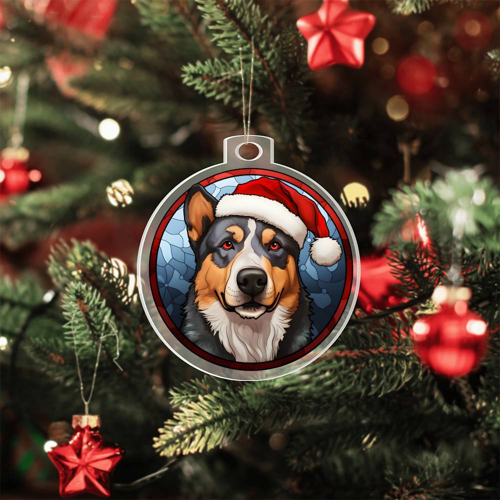 Dog Stained Glass Christmas Design 007 - Acrylic Ornament