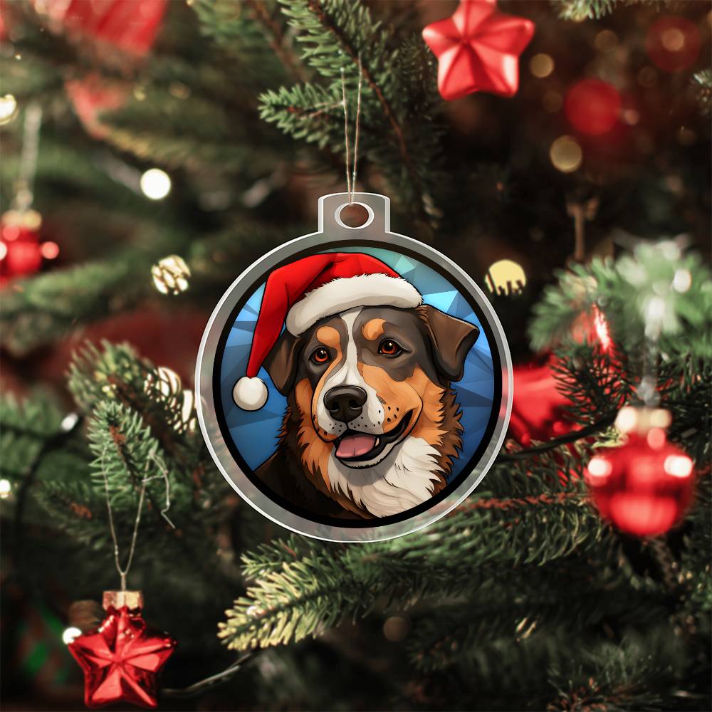Dog Stained Glass Christmas Design 008 - Acrylic Ornament