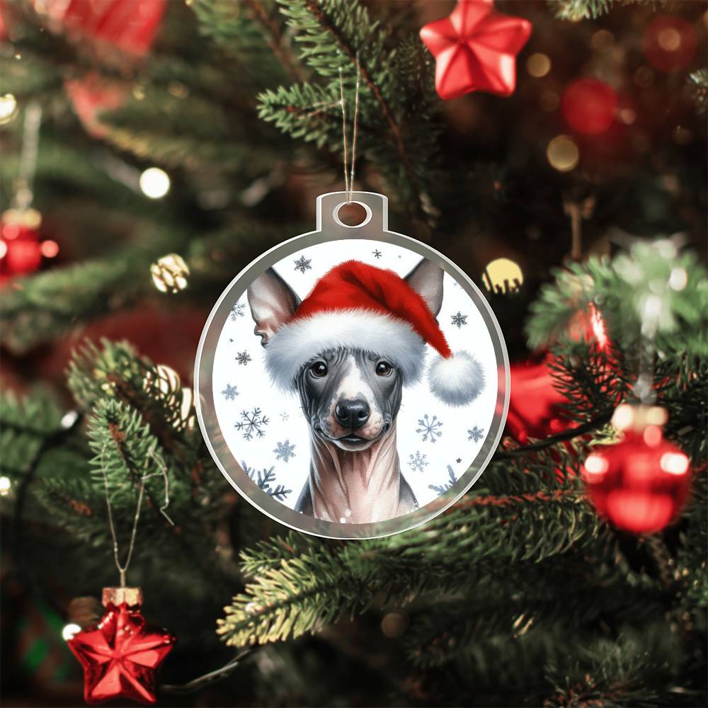 Christmas Dog - American Hairless Terrier - Acrylic Ornament