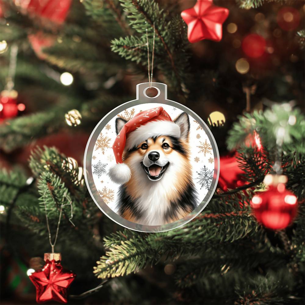 Christmas Dog - Norwegian Buhund - Acrylic Ornament