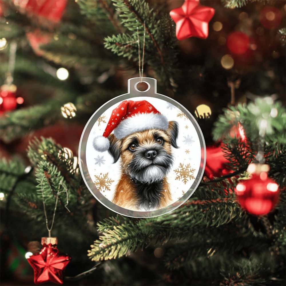 Christmas Dog - Border Terrier - Acrylic Ornament