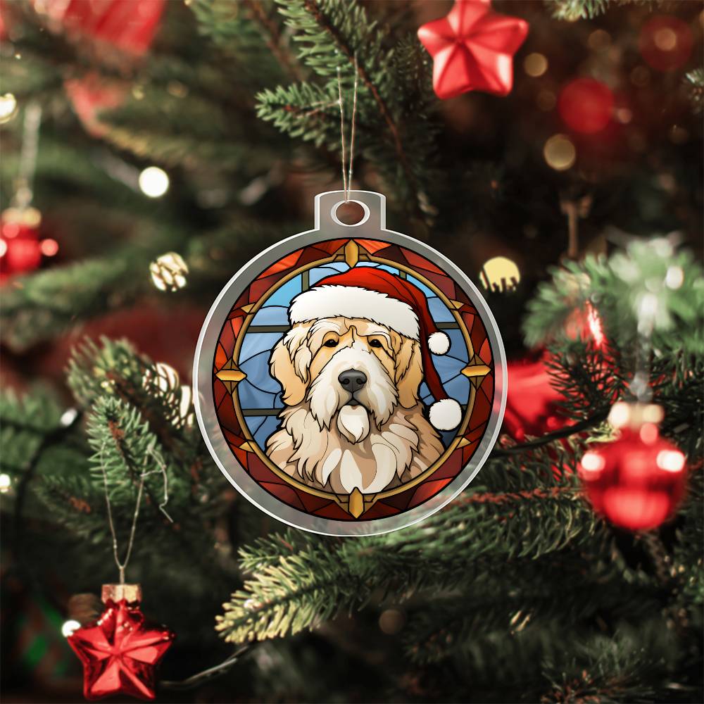 Dog Stained Glass Christmas Design 025 - Acrylic Ornament