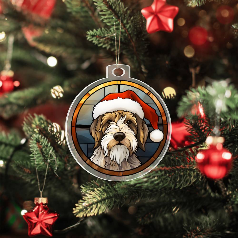 Dog Stained Glass Christmas Design 019 - Acrylic Ornament