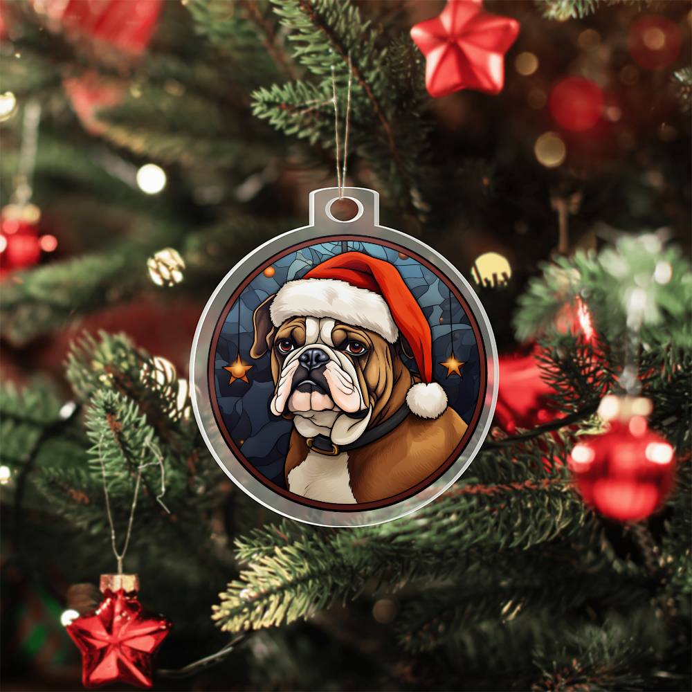 Dog Stained Glass Christmas Design 020 - Acrylic Ornament