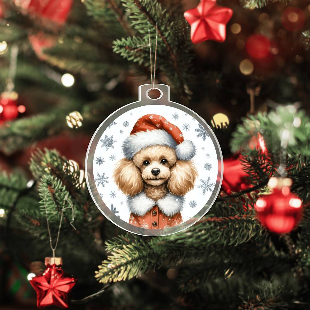 Christmas Dog - Toy Poodle - Acrylic Ornament
